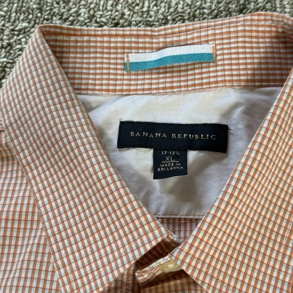 Banana Republic Men’s XL Short Sleeve Dress Shirt Check Pattern - Picture 2 of 5